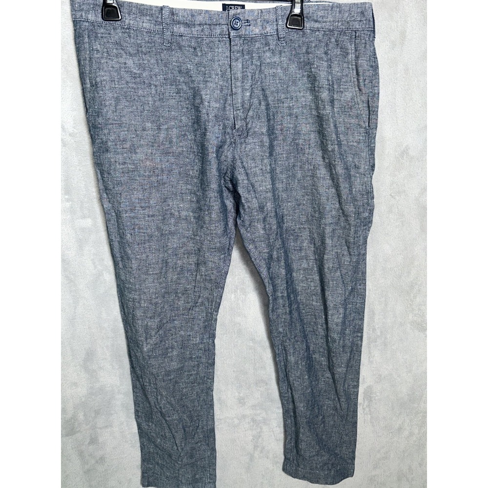 J Crew Pants Mens 34x34 The Driggs Linen Blend  Chambray Blue Act 34x28
